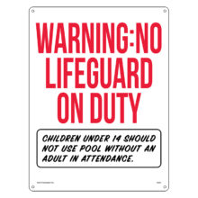40323 | Warning: No Lifeguard on Duty Sign (Oregon Compliant)