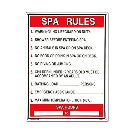 Spa Rules Sign – Poolmaster