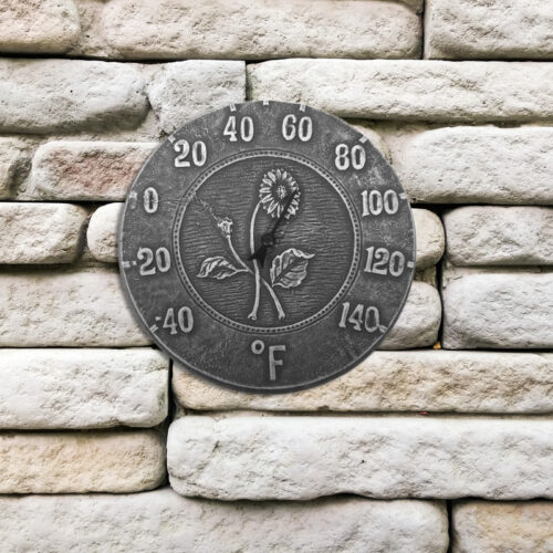 52553 | 12'' Terra Cotta Antique Black Thermometer - Lifestyle