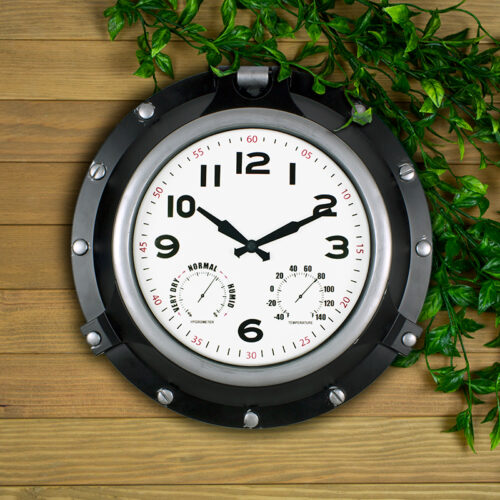 18'' Black Porthole Clock - Image 5